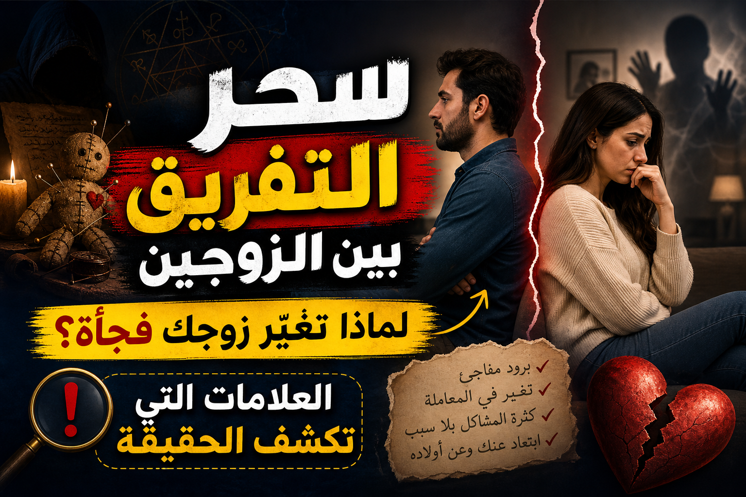 علامات سحر التفريق بين الزوجين وكيفية علاجه بالرقية الشرعية.